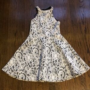 3/$10 Thick Lace High-Neck Open-Back Fit & Flare Structured Dress